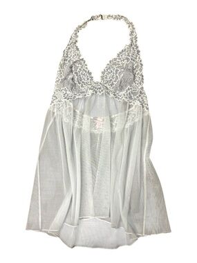 Victoria's Secret Silver-Gray Lace Halter Babydoll